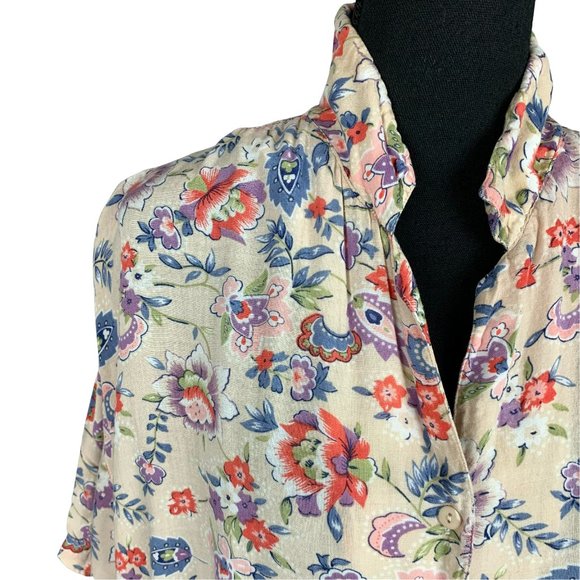 VINTAGE 80s Floral Short Sleeve Blouse - Picture 3 of 11